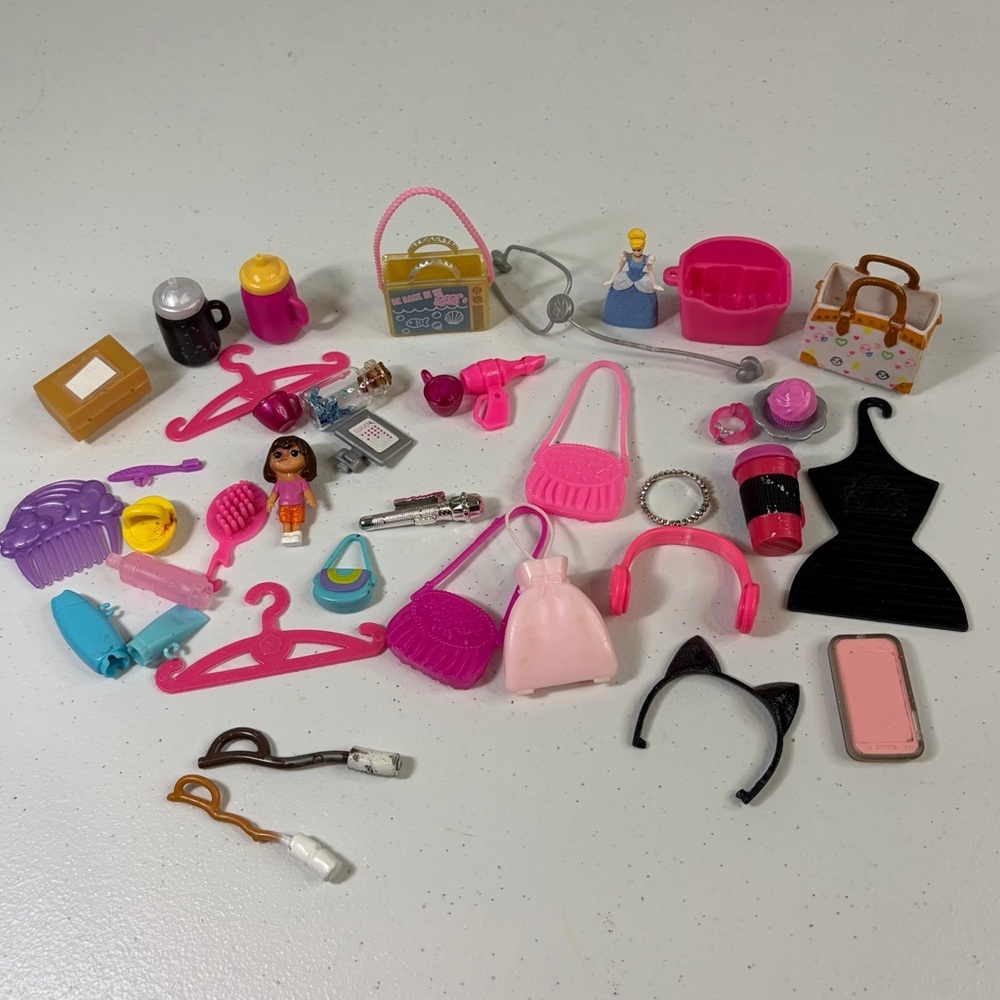 Barbie Doll House Mini Accessories Lot Purse Hair Modern & Vintage parts pieces